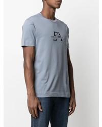 T-shirt à col rond imprimé bleu clair Emporio Armani