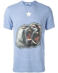 T-shirt à col rond imprimé bleu clair Givenchy