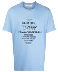 T-shirt à col rond imprimé bleu clair Golden Goose