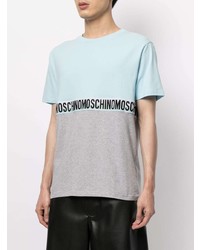 T-shirt à col rond imprimé bleu clair Moschino