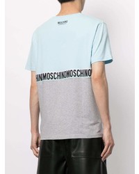 T-shirt à col rond imprimé bleu clair Moschino