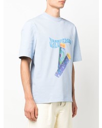 T-shirt à col rond imprimé bleu clair Jacquemus