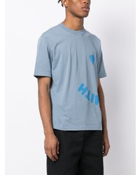 T-shirt à col rond imprimé bleu clair PS Paul Smith