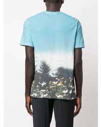 T-shirt à col rond imprimé bleu clair Jil Sander