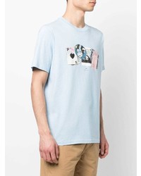 T-shirt à col rond imprimé bleu clair PS Paul Smith