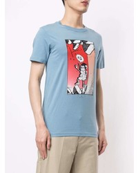 T-shirt à col rond imprimé bleu clair Paul Smith