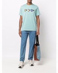 T-shirt à col rond imprimé bleu clair PS Paul Smith