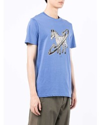 T-shirt à col rond imprimé bleu clair PS Paul Smith