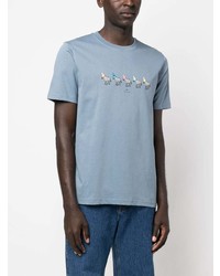 T-shirt à col rond imprimé bleu clair PS Paul Smith