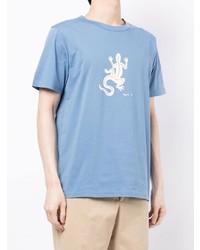 T-shirt à col rond imprimé bleu clair agnès b.