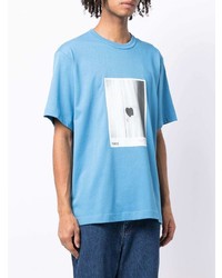 T-shirt à col rond imprimé bleu clair Helmut Lang