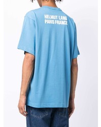 T-shirt à col rond imprimé bleu clair Helmut Lang