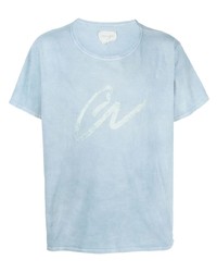 T-shirt à col rond imprimé bleu clair Greg Lauren