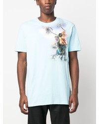 T-shirt à col rond imprimé bleu clair Philipp Plein