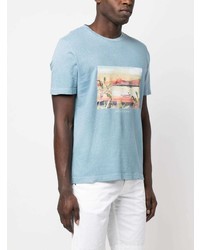 T-shirt à col rond imprimé bleu clair Jacob Cohen
