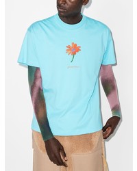 T-shirt à col rond imprimé bleu clair Jacquemus