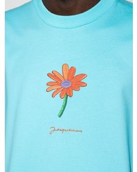 T-shirt à col rond imprimé bleu clair Jacquemus