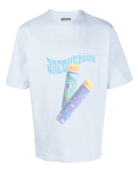 T-shirt à col rond imprimé bleu clair Jacquemus