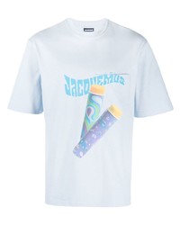 T-shirt à col rond imprimé bleu clair Jacquemus