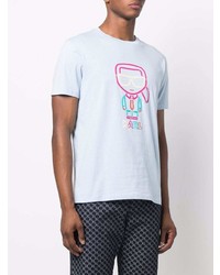 T-shirt à col rond imprimé bleu clair Karl Lagerfeld