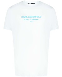 T-shirt à col rond imprimé bleu clair Karl Lagerfeld