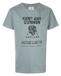 T-shirt à col rond imprimé bleu clair Kent & Curwen