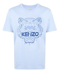 T-shirt à col rond imprimé bleu clair Kenzo