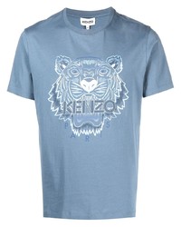 T-shirt à col rond imprimé bleu clair Kenzo