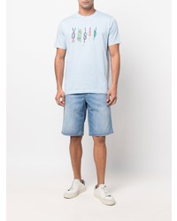 T-shirt à col rond imprimé bleu clair PS Paul Smith