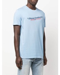 T-shirt à col rond imprimé bleu clair Diesel