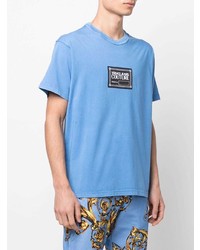 T-shirt à col rond imprimé bleu clair VERSACE JEANS COUTURE