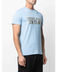 T-shirt à col rond imprimé bleu clair VERSACE JEANS COUTURE