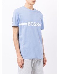 T-shirt à col rond imprimé bleu clair BOSS