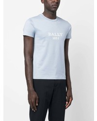 T-shirt à col rond imprimé bleu clair Bally