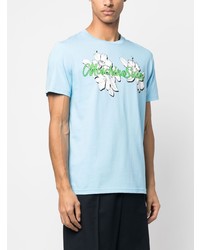 T-shirt à col rond imprimé bleu clair Moschino