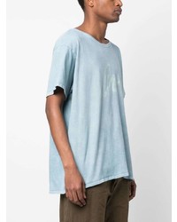 T-shirt à col rond imprimé bleu clair Greg Lauren