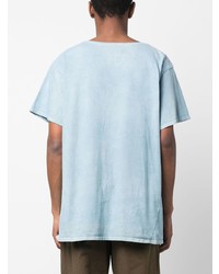 T-shirt à col rond imprimé bleu clair Greg Lauren