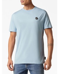 T-shirt à col rond imprimé bleu clair Philipp Plein