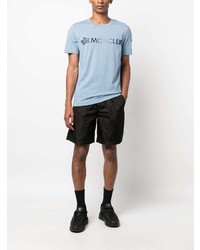 T-shirt à col rond imprimé bleu clair Moncler