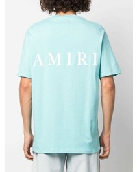 T-shirt à col rond imprimé bleu clair Amiri