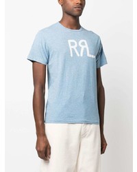 T-shirt à col rond imprimé bleu clair Ralph Lauren RRL