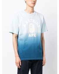 T-shirt à col rond imprimé bleu clair A Bathing Ape