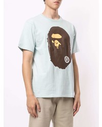 T-shirt à col rond imprimé bleu clair A Bathing Ape