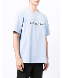 T-shirt à col rond imprimé bleu clair Helmut Lang