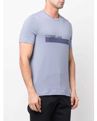 T-shirt à col rond imprimé bleu clair Corneliani