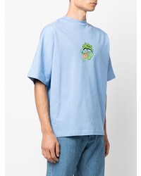 T-shirt à col rond imprimé bleu clair Jacquemus