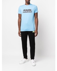 T-shirt à col rond imprimé bleu clair Karl Lagerfeld