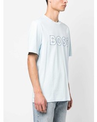 T-shirt à col rond imprimé bleu clair BOSS