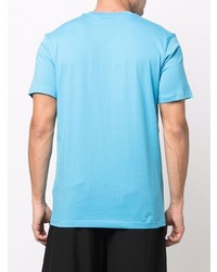 T-shirt à col rond imprimé bleu clair Moschino