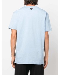 T-shirt à col rond imprimé bleu clair Philipp Plein